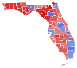2018 Florida gubernatorial election results map by county