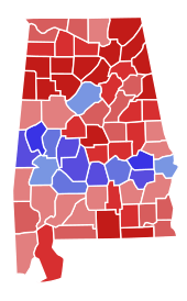 2020 United States Senate election in Alabama results map by county.svg