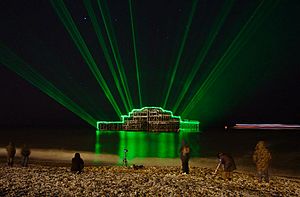 Brighton's West Pier illuminated with lasers (2010)