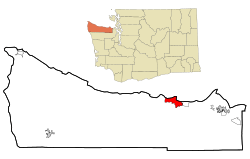 Location of Port Angeles in Clallam County and the state of Washington