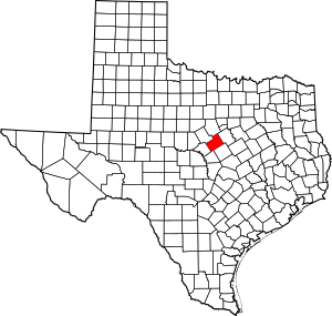 Map of Texas highlighting Hamilton County