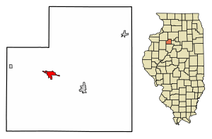 Location of Toulon in Stark County, Illinois.