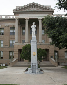 The 1916 Confederate Soldiers and Sailors Monument on the square before the Williamson County Courthouse in Georgetown, Texas LCCN2014633712