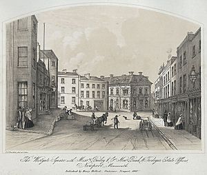 The Westgate Square with Messrs Bailey & Co. New Bank & Tredegar Estate Offices, Newport, Monmouth