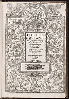 Title page The Cosmographical Glasse by William Cuningham 1559