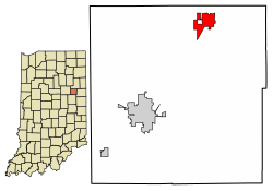 Location of Montpelier in Blackford County, Indiana.