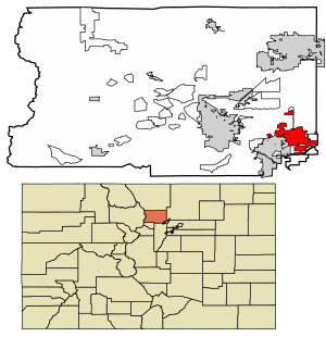 Location of the City of Lafayette in Boulder County, Colorado.