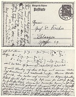 Emmy noether postcard 1915