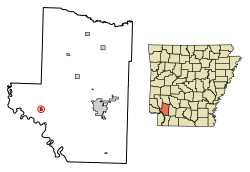 Location of McNab in Hempstead County, Arkansas.