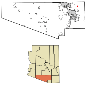 Location of Willow Canyon in Pima County, Arizona.