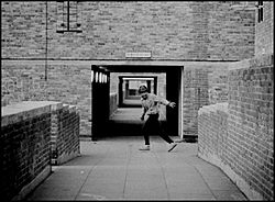 Young man running on the North Peckham Estate