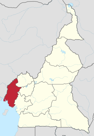 Location of Southwest Region within Cameroon