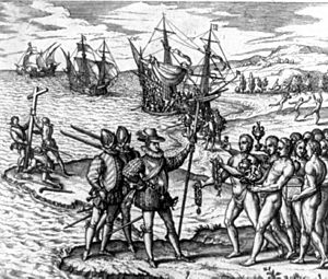 Columbus landing on Hispaniola adj