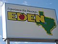 Eden, TX, welcome sign IMG 4385