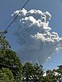 Fumarola 4 ó 5 minutos después de iniciado la erupción del 29 de diciembre de 2013. Desde San Rafael Oriente, San Miguel.