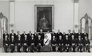 Her Majesty Queen Elizabeth II and her Canadian Ministers at Rideau Hall 1 July 1967