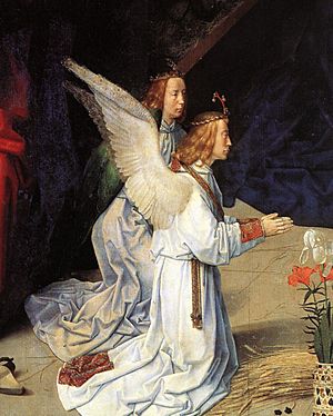 Hugo van der goes portinari triptych central angels below left