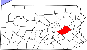 Map of Pennsylvania highlighting Schuylkill County