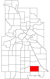 Location of Keewaydin within the U.S. city of Minneapolis