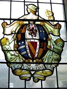 Stained glass - Elias Ashmole coat of arms