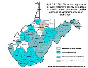 West Virginia delegate votes and signatures at the Richmond convention, April 17, 1861