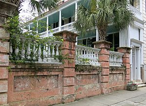 Garden wall and piazzas, the Poyas-Mordecai House, 69 Meeting Street, Charleston, SC - Flickr - Spencer Means