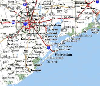 Houston Galveston area towns roadmap