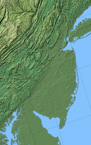 New Jersey shaded relief map