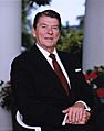 President Reagan posing outside the oval office 1983