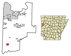 Location of Hartford in Sebastian County, Arkansas.