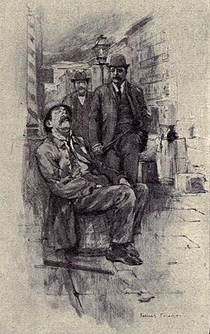Tr - nyc police commissioner 1894 - jacob riis bio - the making of an american - illustration named one was sitting asleep on a buttertub