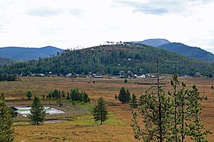 A view of Hahns Peak Village from nearby Steamboat Lake State Park.
