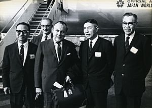 Hon. Robert Muldoon arriving in China, 1970 (16320891363)