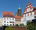 Pirna, Frohngasse - Blick auf Canalettohaus, Marienkirche und deutsch-tschechisches Interna (01-2)