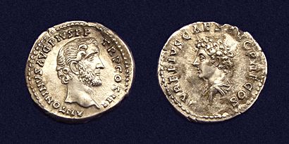 Roman coins denarius Antoninus Pius Marcus Aurelius