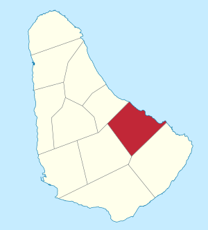 Map of Barbados showing the Saint John parish