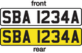 Singapore licence plate 2000 front and rear