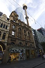 Sydney Tower view from Pitt St mall - panoramio
