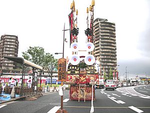 Tobatagion Floats with decorated flags
