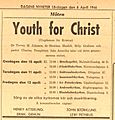 Youth for Christ advertisement in Stockholm 1946