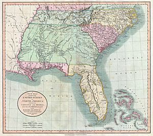 1806 Cary Map of Florida, Georgia, North Carolina, South Carolina and Tennessee - Geographicus - NCSCGAFL-cary-1806