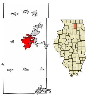 Location of DeKalb in DeKalb County, Illinois.