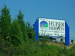 Huber Heights welcome sign with the phrase, "Come Grow With Us!"