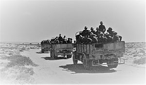 Italian troop convoy on its way to relieve the Siege of Giarabub