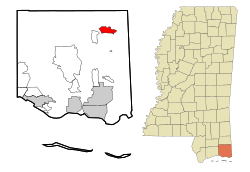 Location of Hurley, Mississippi