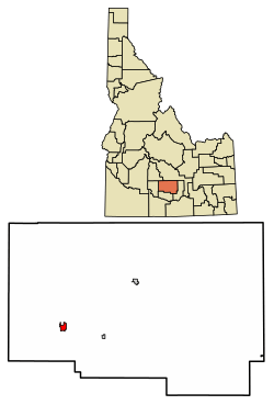 Location of Shoshone in Lincoln County, Idaho.