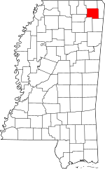 Map of Mississippi highlighting Prentiss County