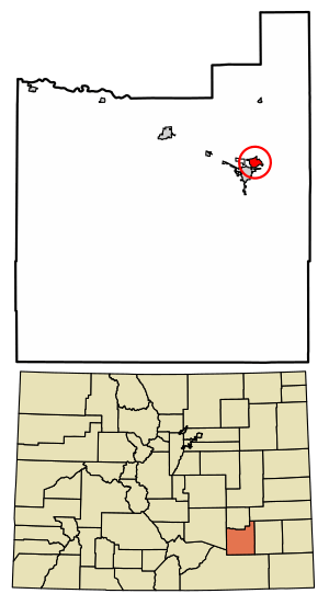 Location of the North La Junta CDP in Otero County, Colorado.