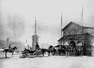 StateLibQld 2 197123 Governor's party arriving at the Queensland Intercolonial Exhibition, Brisbane, 1876