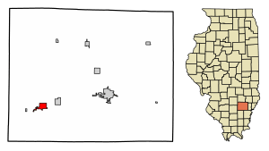Location of Wayne City in Wayne County, Illinois.